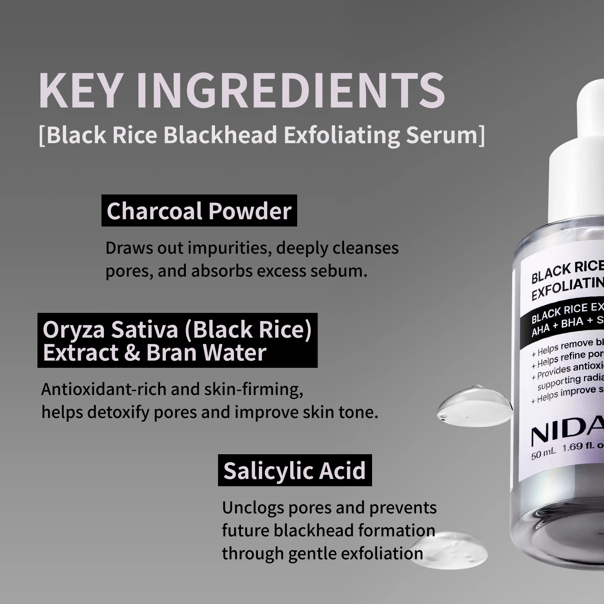 NIDA Black Rice Blackhead Exfoliating Serum - Image 7