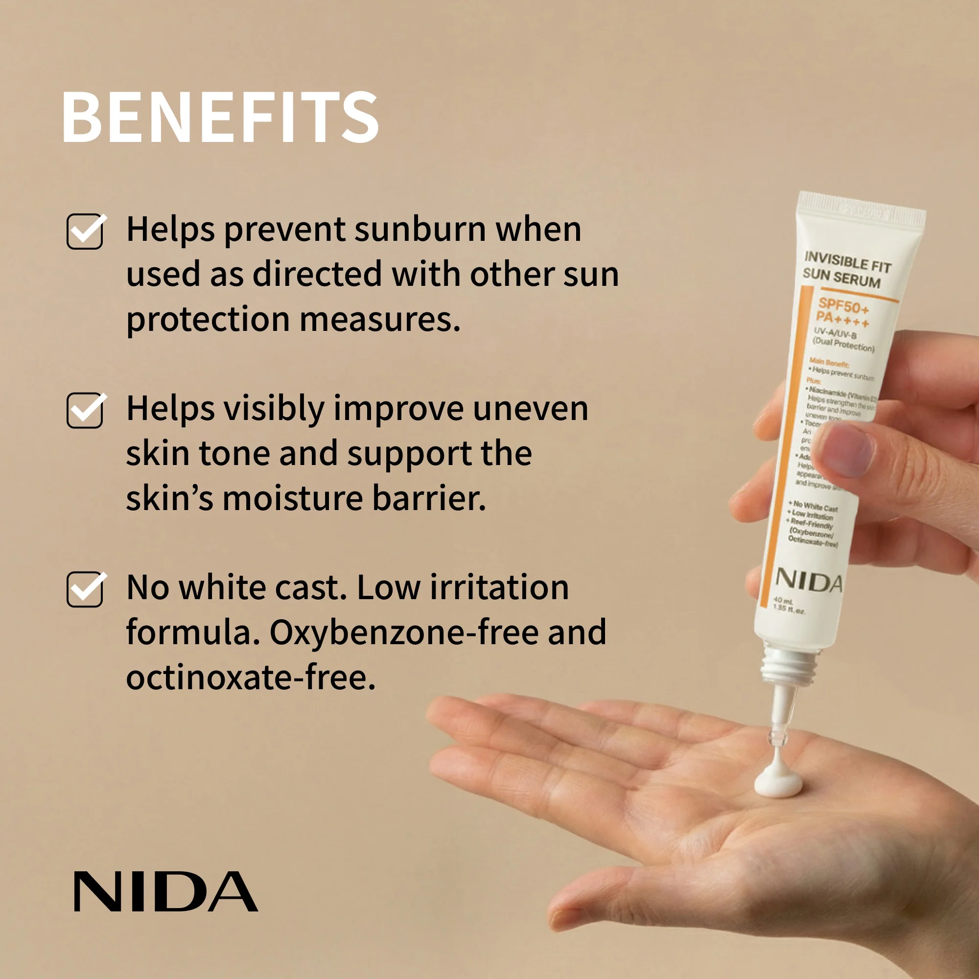 NIDA Invisible Fit Sun Serum for Face (Global) - Image 6